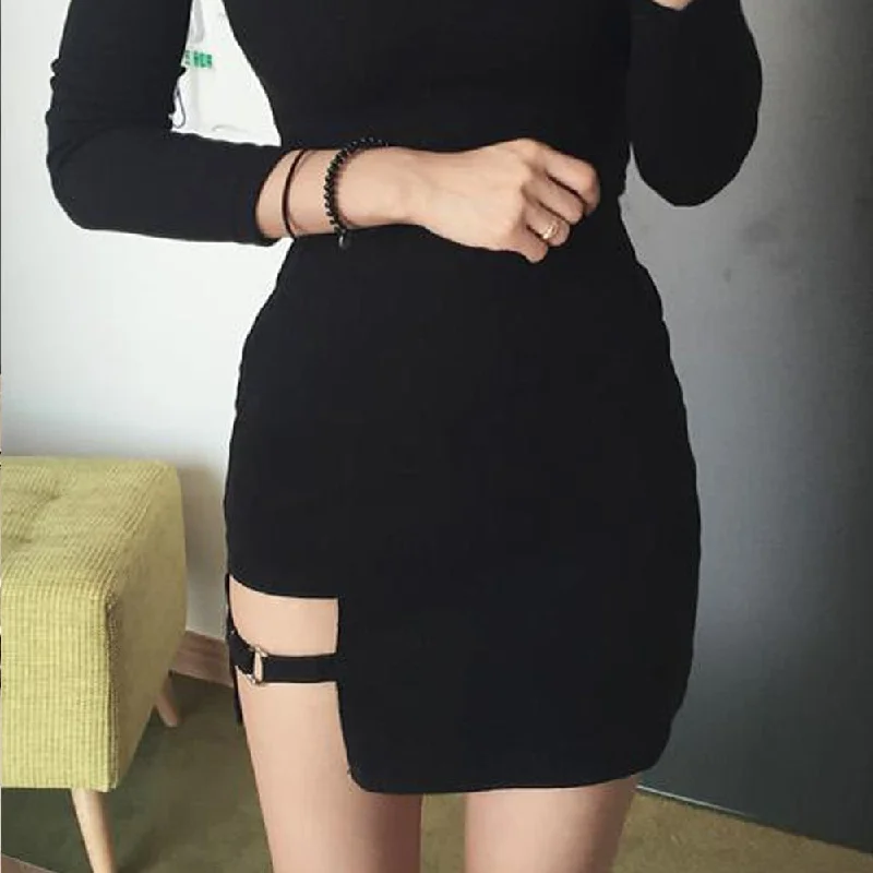 KLV Women Summer Harajuku Sexy Irregular High Waist Bandage Skirt Female Black Gothic Mini Bodycon Short Skirt Slim Clubwear lace skirt romantic