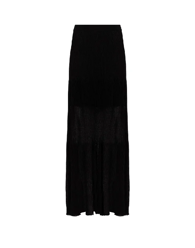 Knit Maira Long Skirt - Black lace skirt romantic