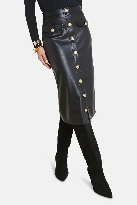 Milann Faux Leather Skirt Black chiffon skirt floaty