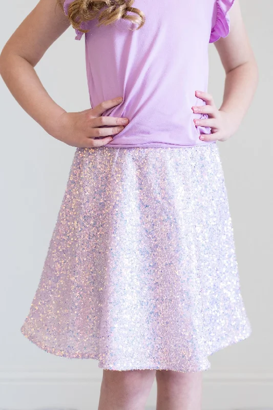 SALE Lavender Sequin Twirl Skirt denim skirt casual