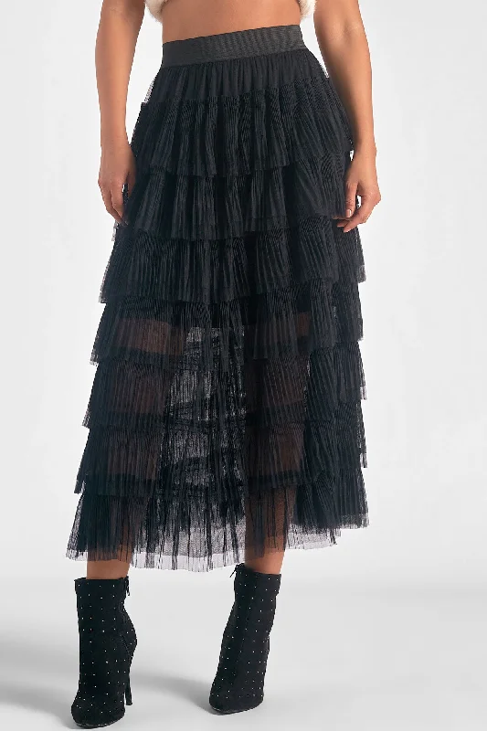 Layered Tullle Midi Skirt floral skirt print