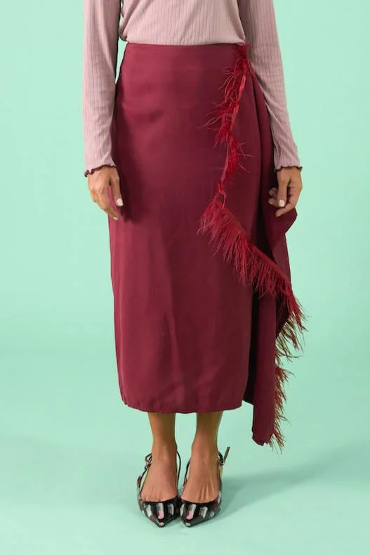 Lennie Skirt - Burgundy linen skirt relaxed