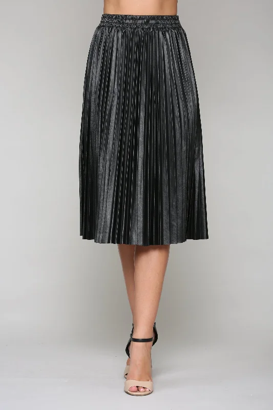 Lisa Pleated Leather Skirt chiffon skirt floaty