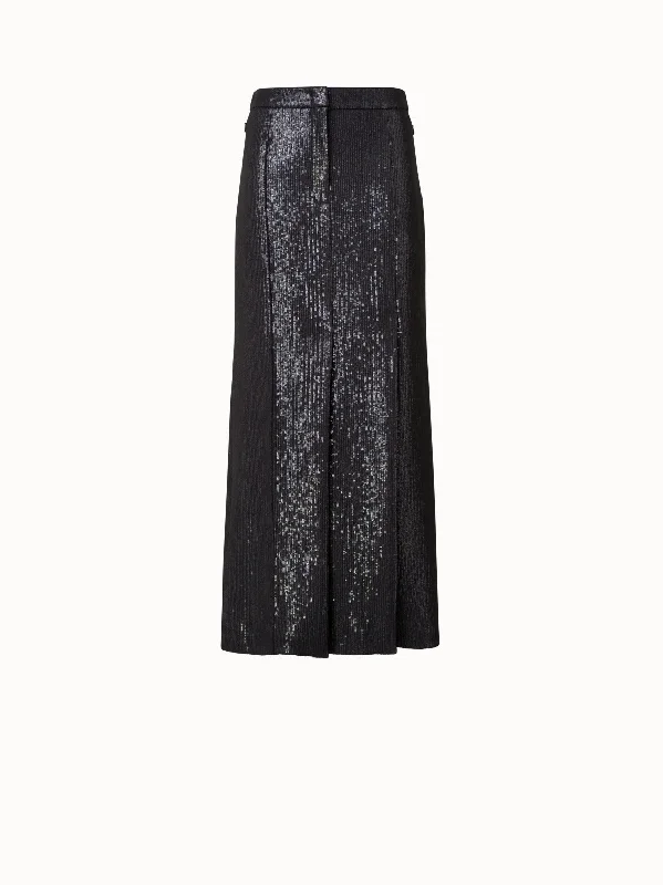 Long Sequin Covered Silk Skirt lace skirt intricate