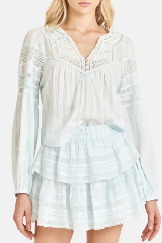 Ruffle Mini Skirt Horizon Blue Hand Dye linen skirt breathable