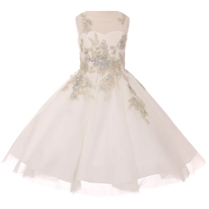 LUREX THREAD FLOWER EMBROIDERY A-LINE PUFFY SKIRT lace skirt delicate