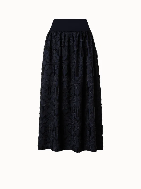 Maxi Skirt with Fringe Embroidery cotton skirt soft
