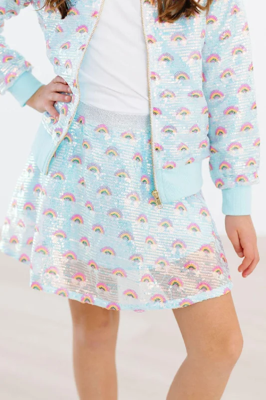 SALE Mint Rainbow Sequin Twirl Skirt elastic waist skirt