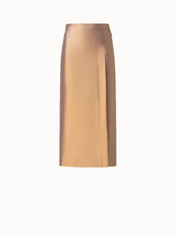 Pencil Skirt with Slit in Cotton and Golden Lurex athletic skirt fit