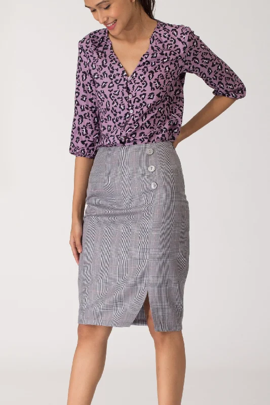 Plaid Pencil Skirt linen skirt breathable