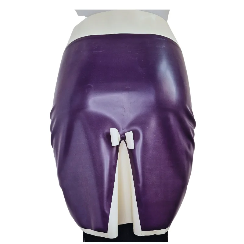 Purple & White Latex Kick Flare Pencil Skirt cashmere skirt soft