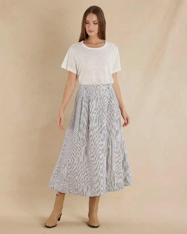 Rayee Linen Striped Skirt chiffon skirt floaty