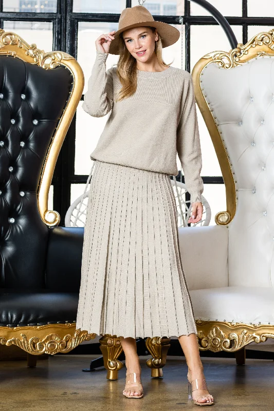 Sanaa Knitted Ribbed Skirt cashmere skirt fine