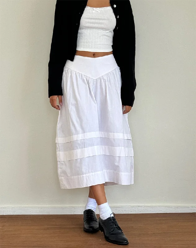 Sarayu Midi Skirt in Poplin White tulle skirt dreamy