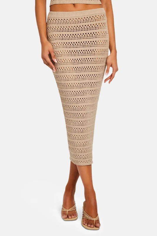 Marjorie Knit Crochet  Maxi Skirt Oxford lace skirt feminine