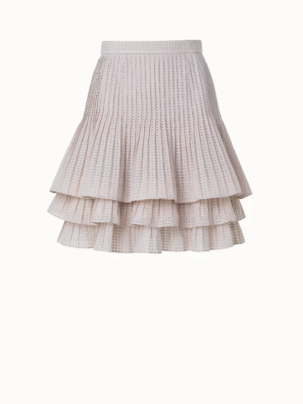 Short A-Line Triple Layer Plissé Skirt leather skirt sleek