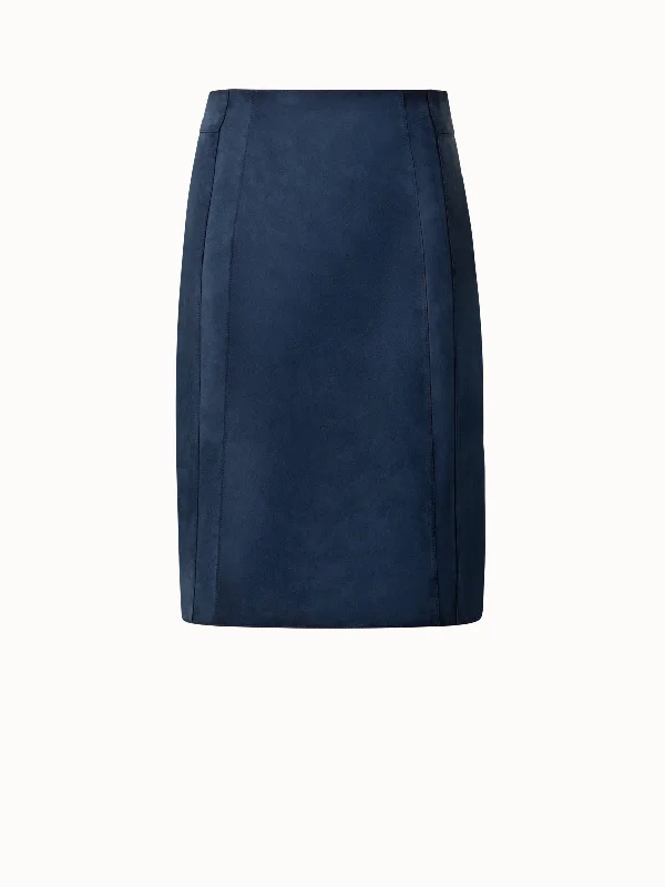 Short Pencil Skirt in Suede Leather linen skirt light