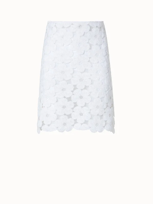 Short Skirt with Anemone Embroidery belted skirt waist