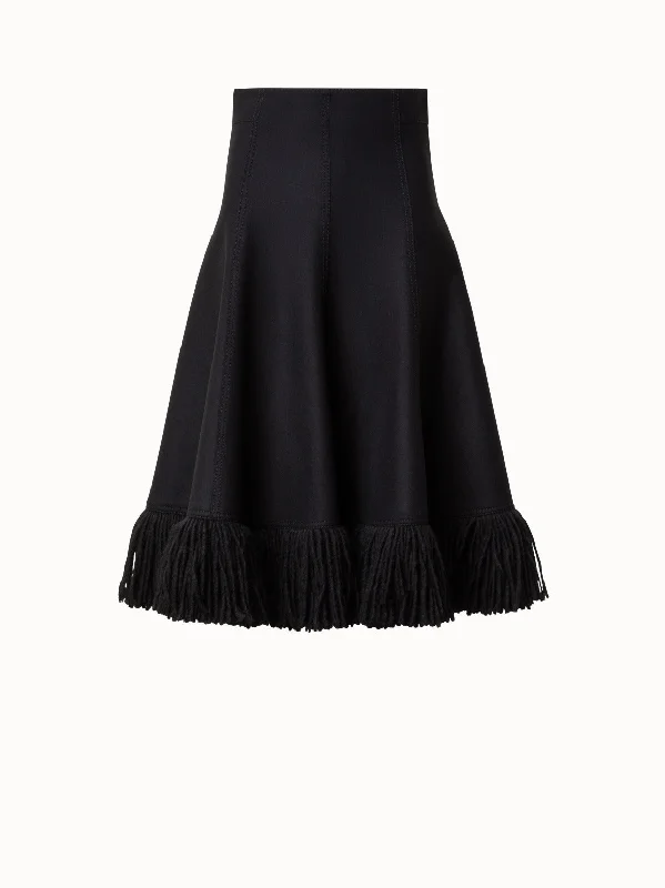 Taglio Vivo Midi Skirt with Fringes chiffon skirt floaty