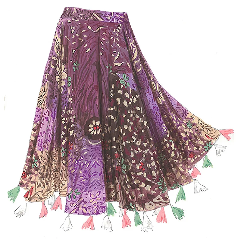 Tassel Hem Skirt a-line skirt cut