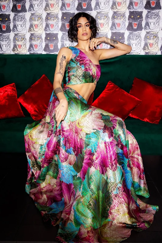 TEREZA Metallic Floral Lehenga Skirt boho skirt vibe