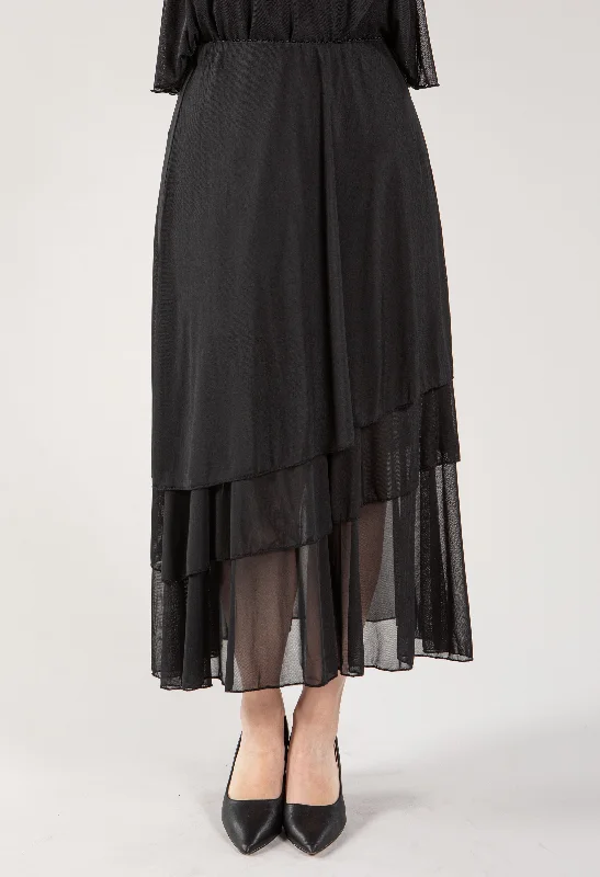 Tiered Hem Skirt silk skirt smooth