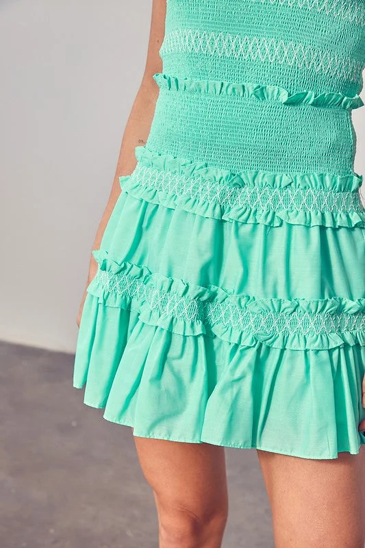 Sky Tiered Ruffle Skirt midi skirt versatile