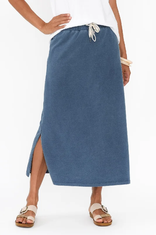 Travel Blue Cotton Maxi Skirt lace skirt romantic