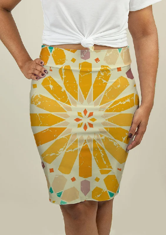 Pencil Skirt with Arabic Pattern wool skirt thick