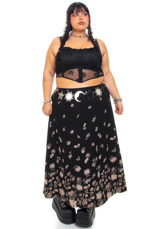 SOLD!  Vintage 90's Delicate Floral Maxi Skirt - 2X/3X lace skirt delicate