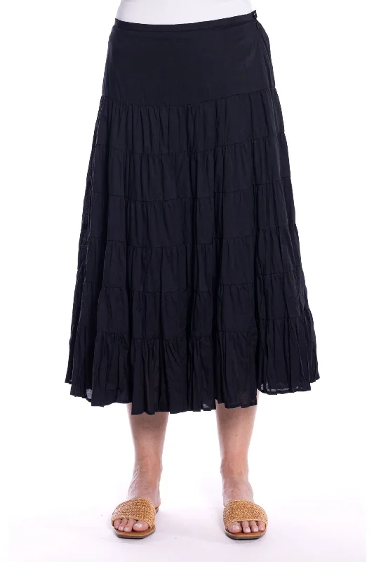 VOILE TIERED SKIRT - CLM486 denim skirt stylish