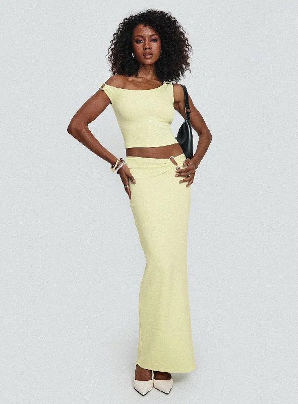 Whiley Maxi Skirt Cream high slit skirt