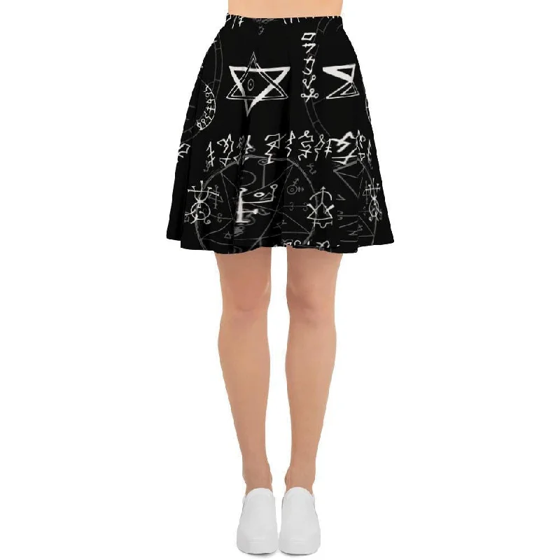 Witch Sign Print Women's Skirt leather skirt sleek