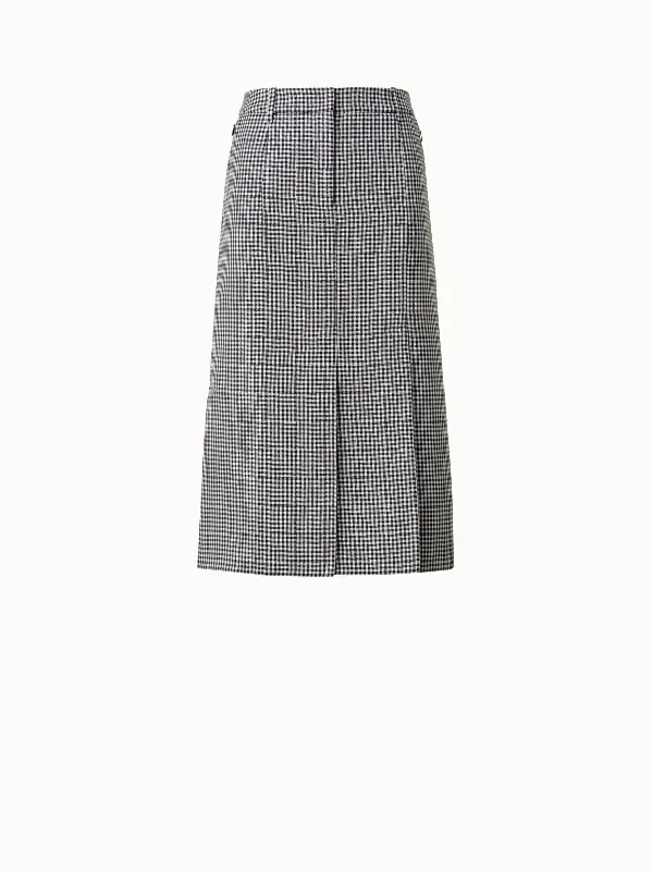 Wool Double-Face Vichy Skirt linen skirt airy